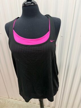 NWT Nike Women’s Tankini Top Black & Hot Pink Layered Sz XL